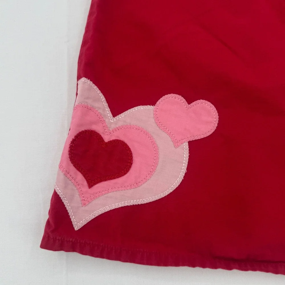 Vtg Y2K Gymboree Girls Applique Jumper Dress Heart Cutout Back Sz 7 Cotton 2003